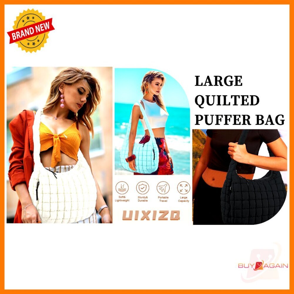 Quilted Puffer Tote Hobo Crossbody Shoulder Bag Lightweight Nylon - Picture 7 of 7